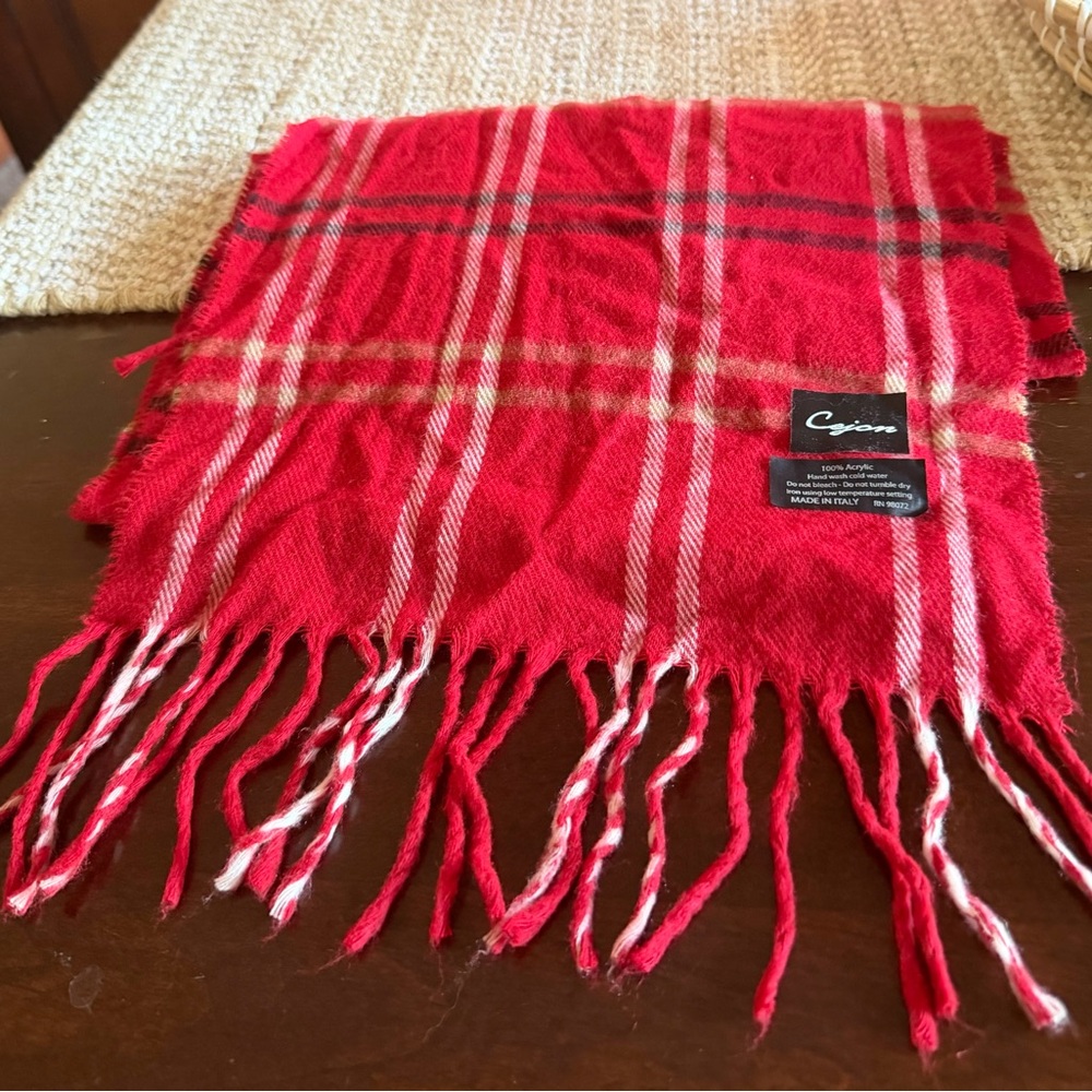 Cejon Red and White Plaid Scarf